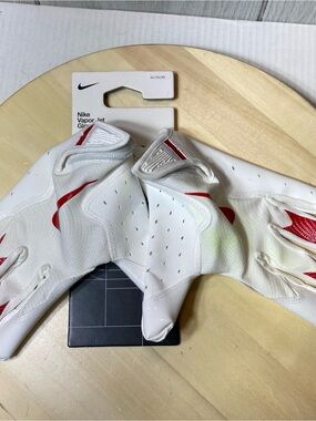 Nike Vapor Jet Football Gloves White / Red Size XL Brand New.